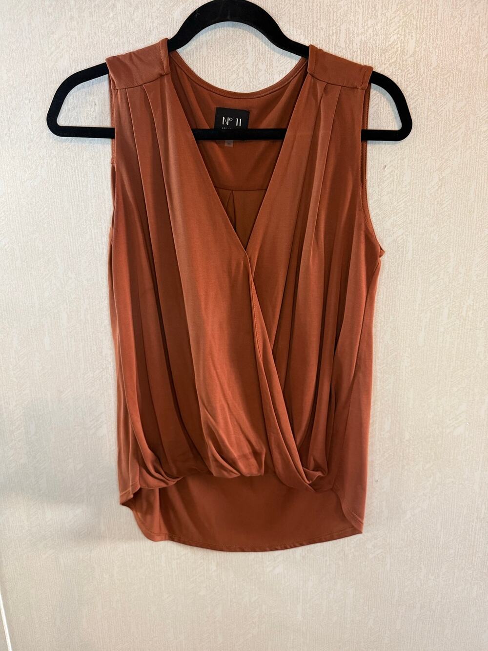 Nº 11 Los Angeles Sleeveless Faux Wrap Draped Top Rust Brown S/M